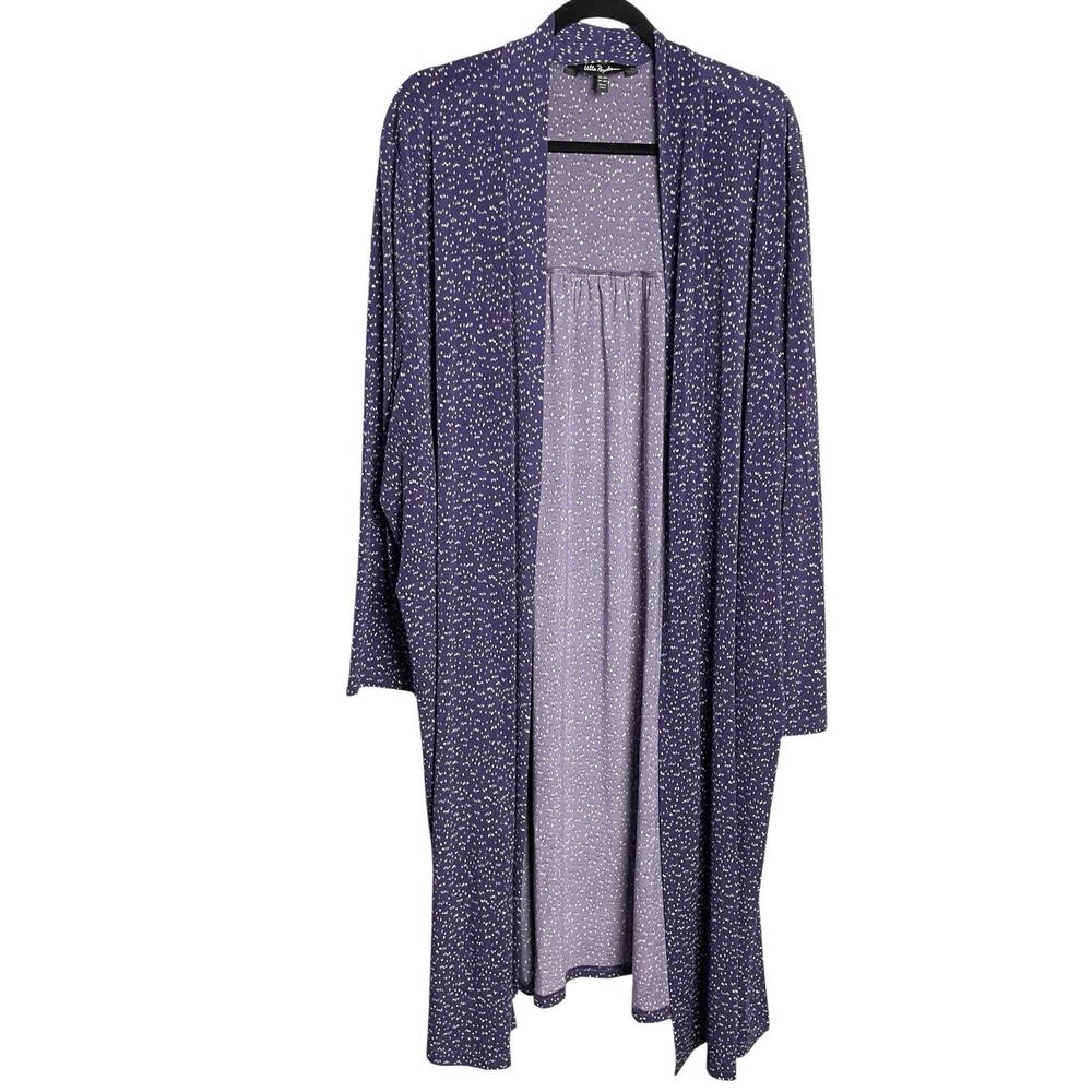 Ulla Popken Womens Duster Cardigan 28/30 Purple Speckled Long Sleeve Art to Wear